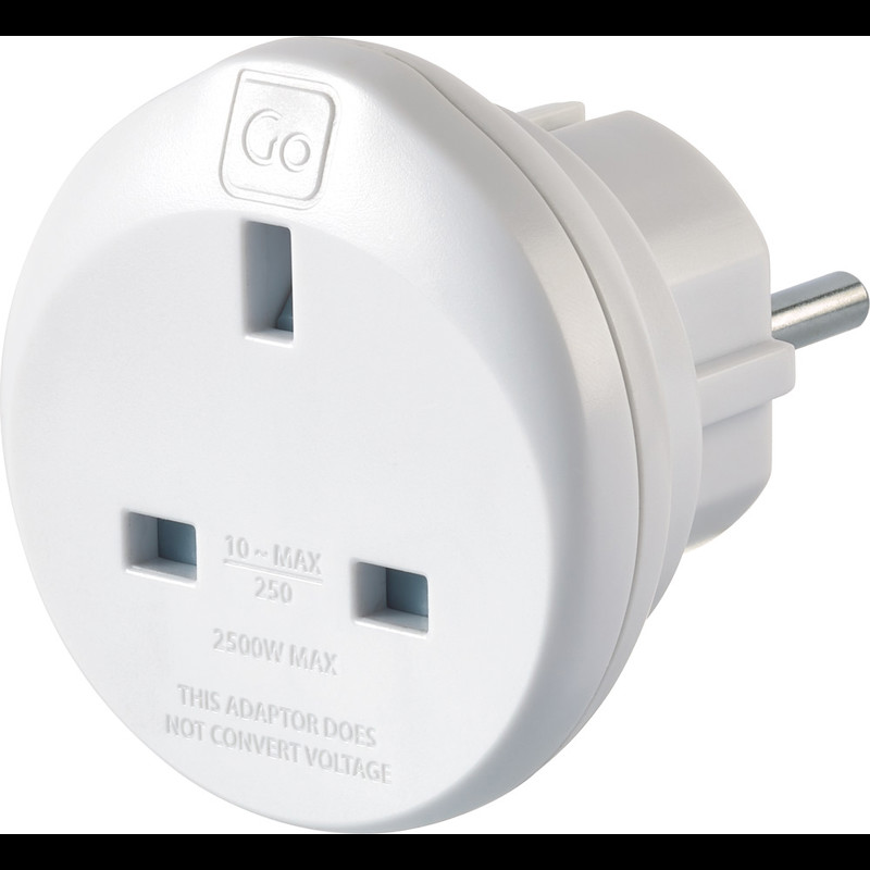 Go Travel Adaptor UK-EU Adaptor Hvid 2