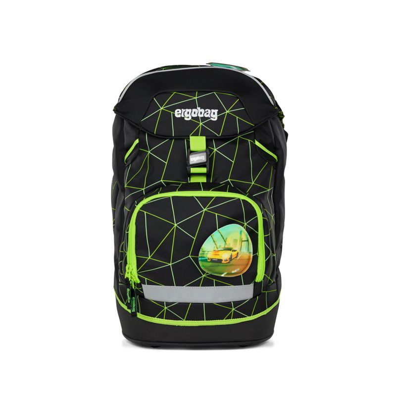 Ergobag Skoletaske Prime CyBear Race  Sort- Neon 1