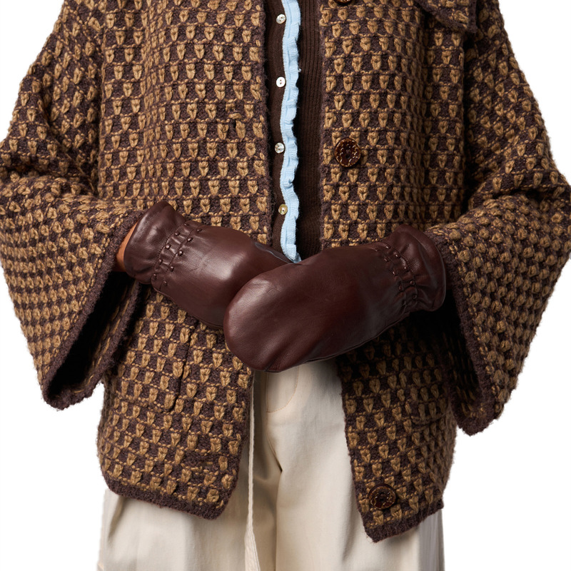 RE:DESIGNED Damhandske Lara Mitten Wool M. Brun Str S 2