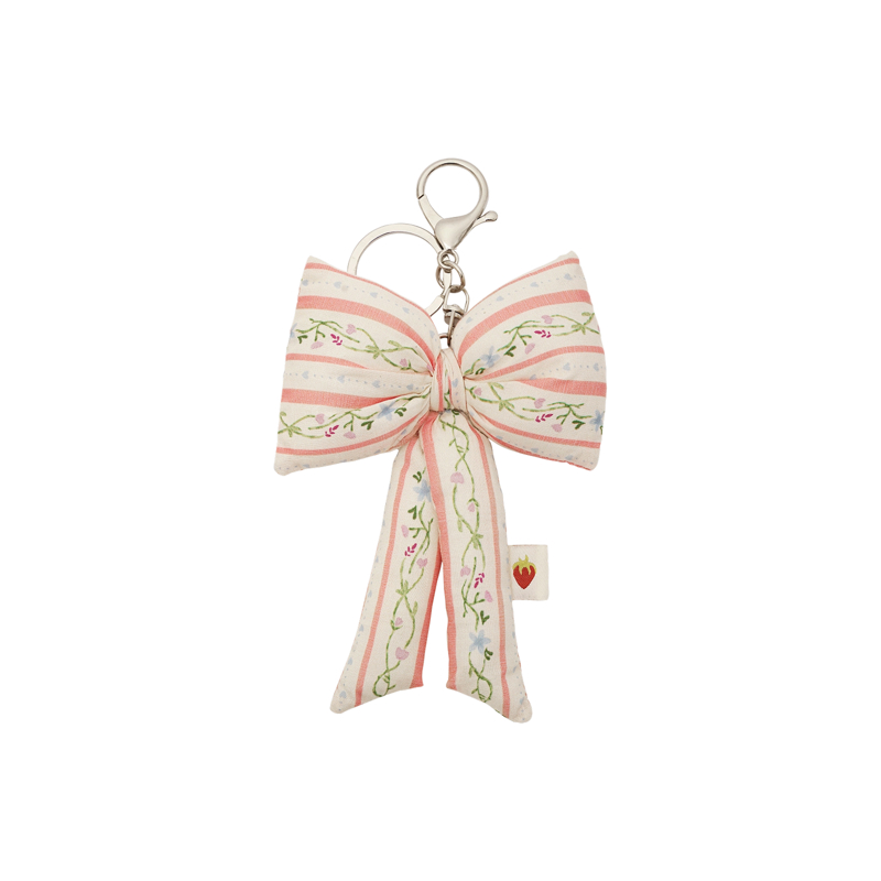 Maanesten Bag Charm Bow Summer Stripes Abrikos 1