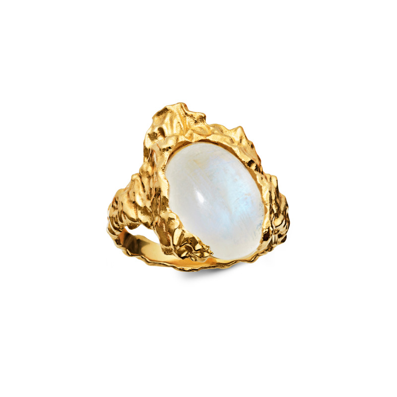Maanesten Ring Gudinde Månesten Guld Str. 57 1