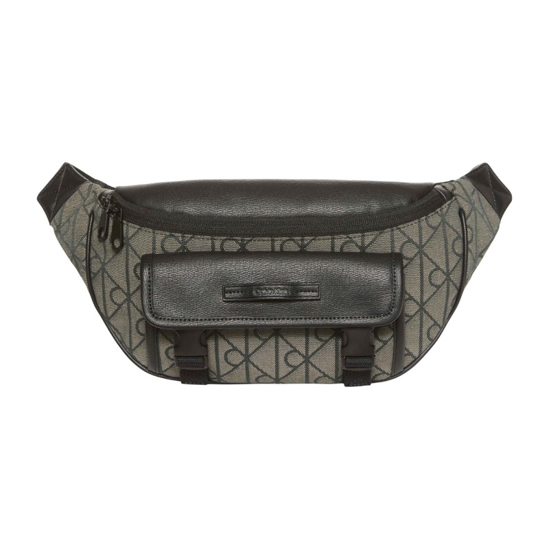 Calvin Klein Bältesväska Emblem Jacquard Svart/Beige 1