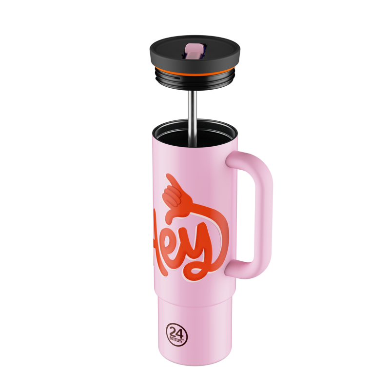 24Bottles Termosmugg Straw Cup Rosa mönstrad 2