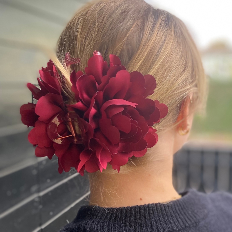 Conmé Hårklemme Lea Big Flower Bordeaux 2