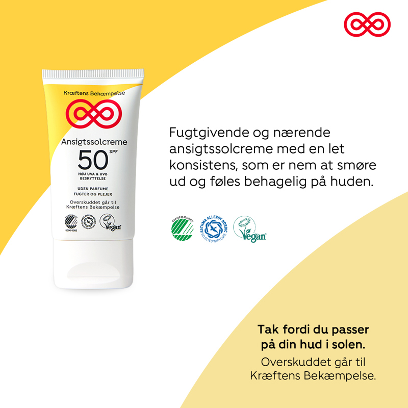 Kræftens Bekæmpelse Ansigtssolcreme SPF50 Hvid 6