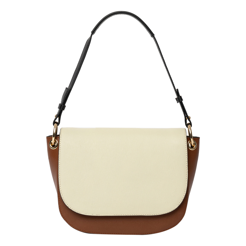 RE:DESIGNED Skuldertaske Febe Cognac/hvid 1