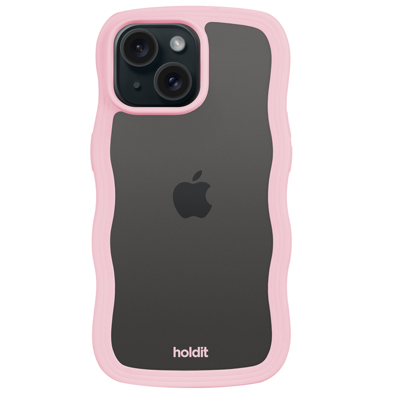 Holdit Mobilfodral Wavy Transparent Rosa Iphone 15 Plus 2