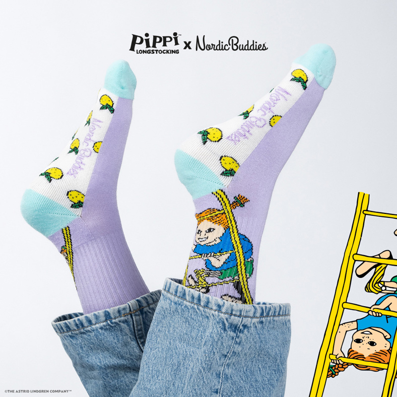 Nordic Buddies Strumpor Pippi  Lila Str. 36-42 4