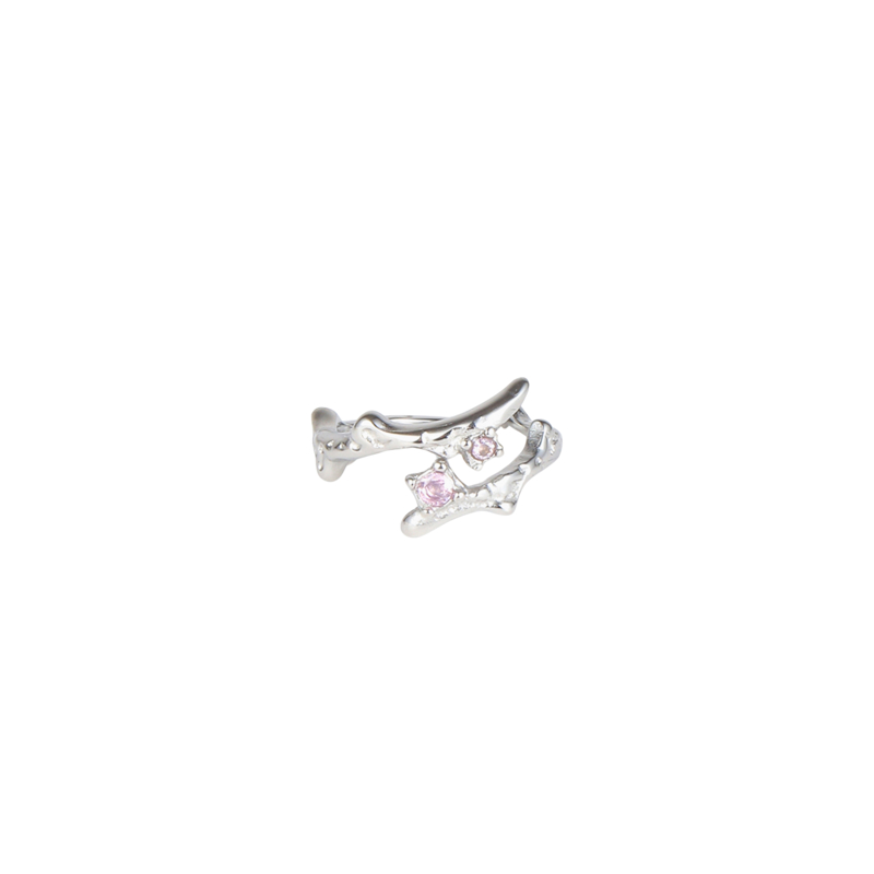 PITAYA Ring Rosa Double Stone  Silver