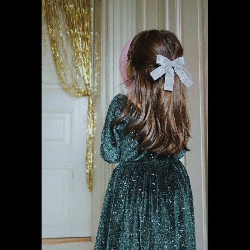 Konges Sløjd Hårrosett Glitter Velour Silver 2
