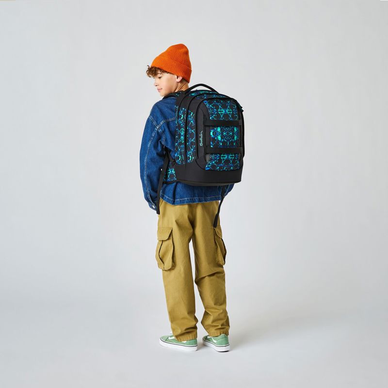 Satch Skoletaske Pack Caleido Blue Sort/Turkis 2