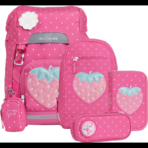 Beckmann Skoletaskesæt Classic Strawber Pink mønster