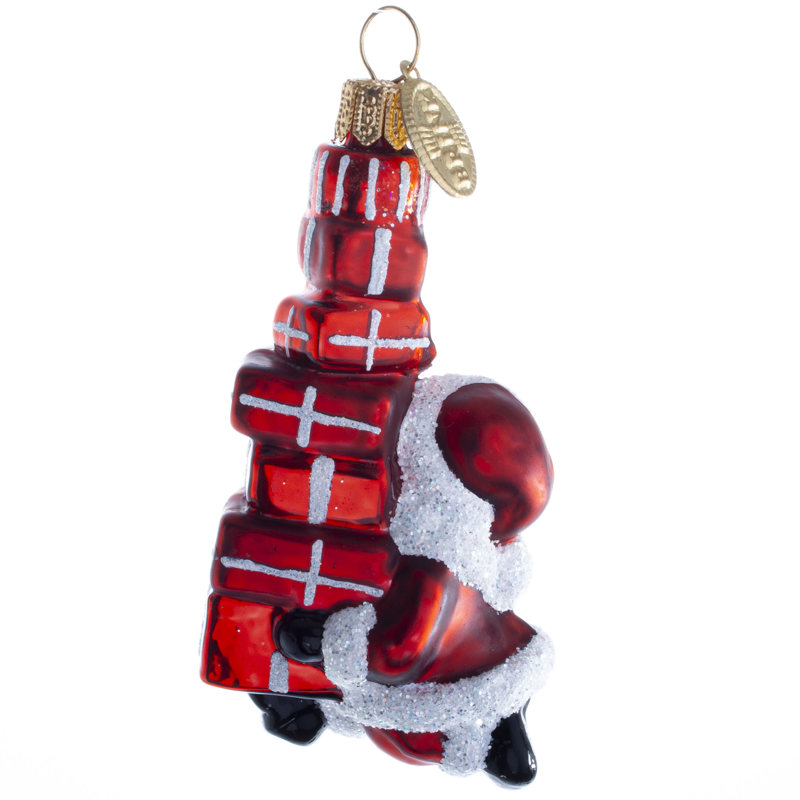 Brink Nordic Glaskula Tomte m/ Paket Röd/Vit 2