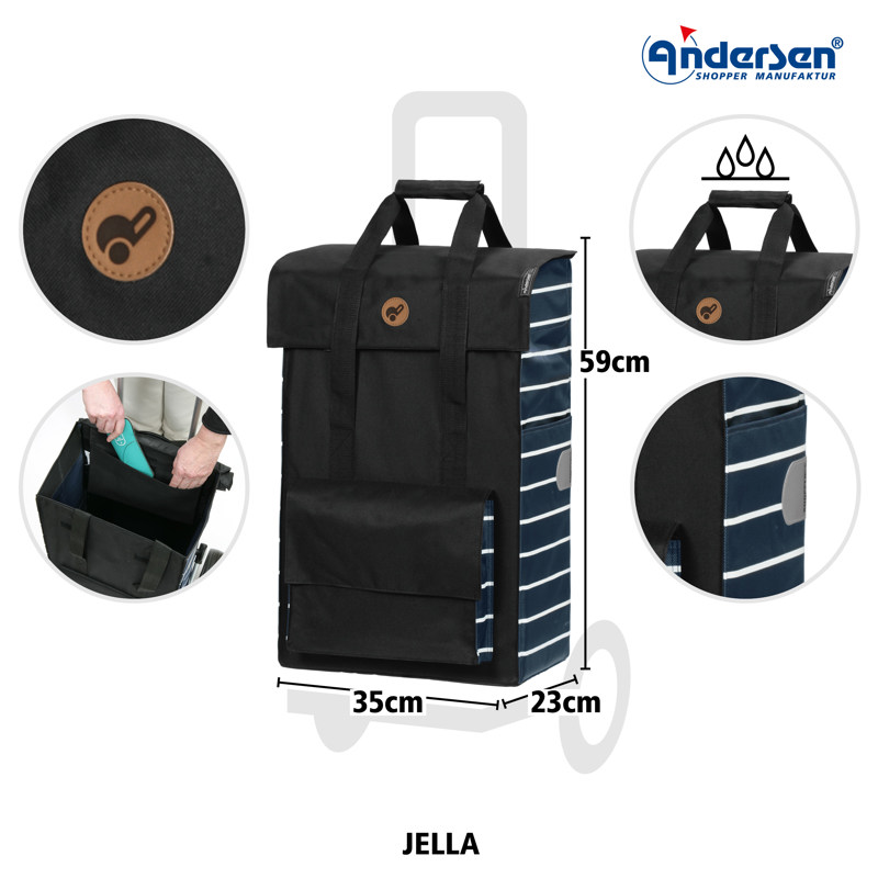 Andersen Shoppingvagn Shopper Jella Svart/Blå 4