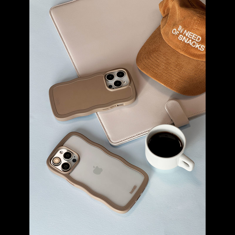 Holdit Mobilfodral Wavy Transparent Mocca Brun Iphone 15 Pro Max 2