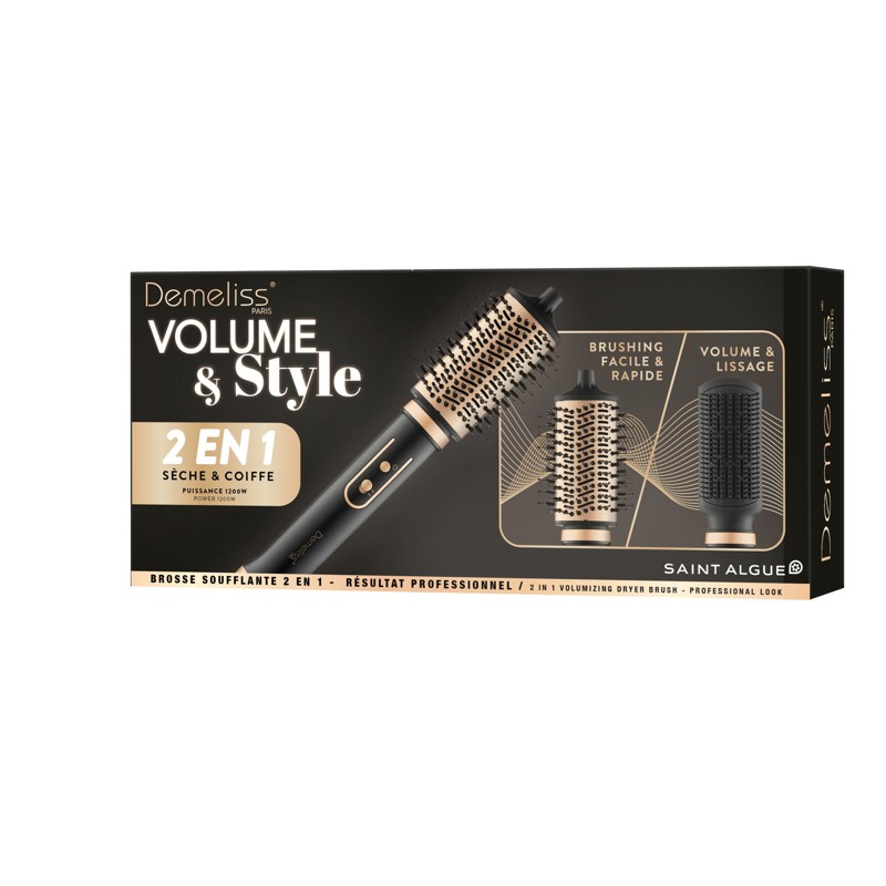 Demeliss Varmluftsbørste Volume & Style Sort 7