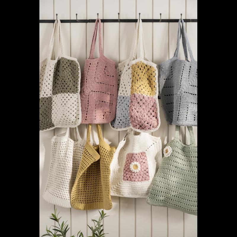 Ib Laursen Totebag Virkad väska Blomma Creme 5