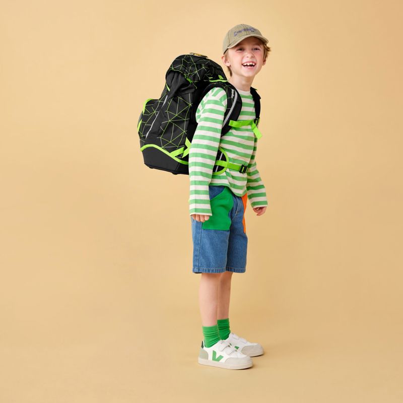 Ergobag Skoletaske Prime CyBear Race  Sort- Neon 2