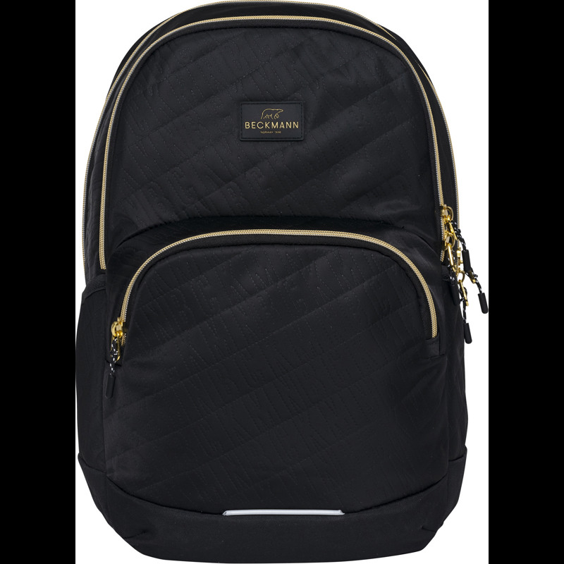 Beckmann Skoletaske Sport Jr Black Gold Sort Quilt 1