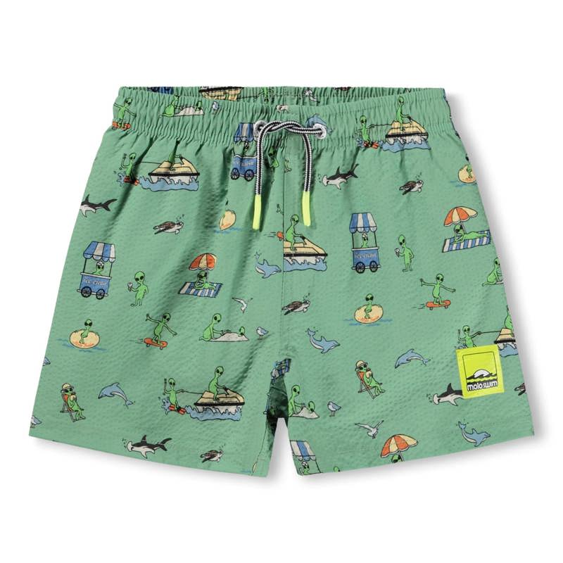 Molo Badeshorts Niko UV 50+ Grönt mönster Str. 110-116 1