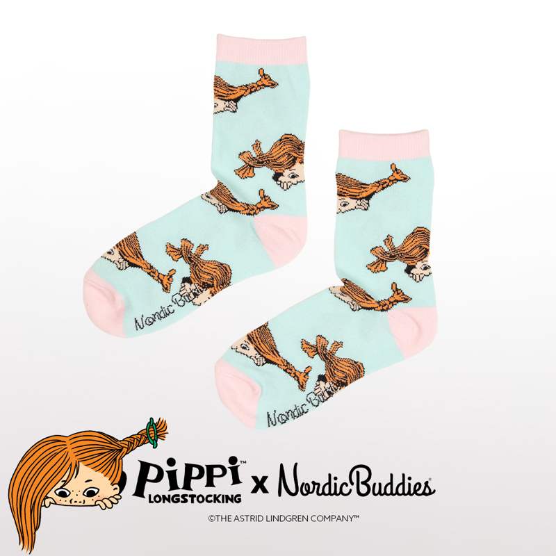 Nordic Buddies Damestrømpe Pippi  Blå Str. 36-42 5
