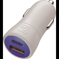 Go Travel Oplader In-Car USB-A& USB-C Hvid 1