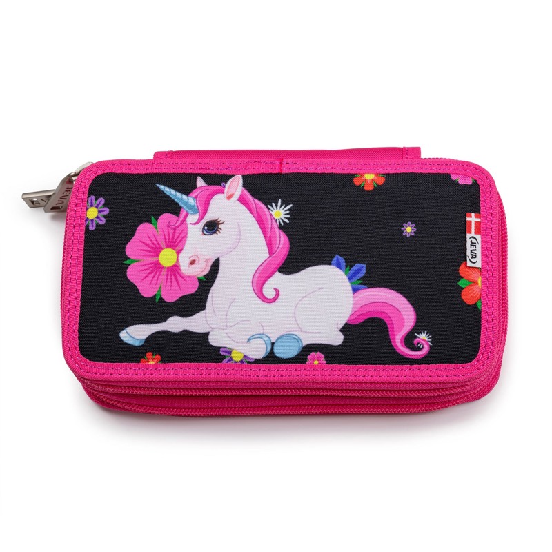 JEVA Penalhus Two Zip Unicorn Sort/pink 1