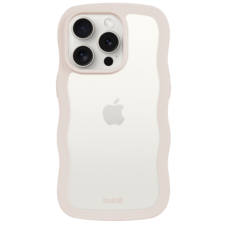 Holdit Mobilcover Wavy Transparent Beige iPhone 14 Pro 1
