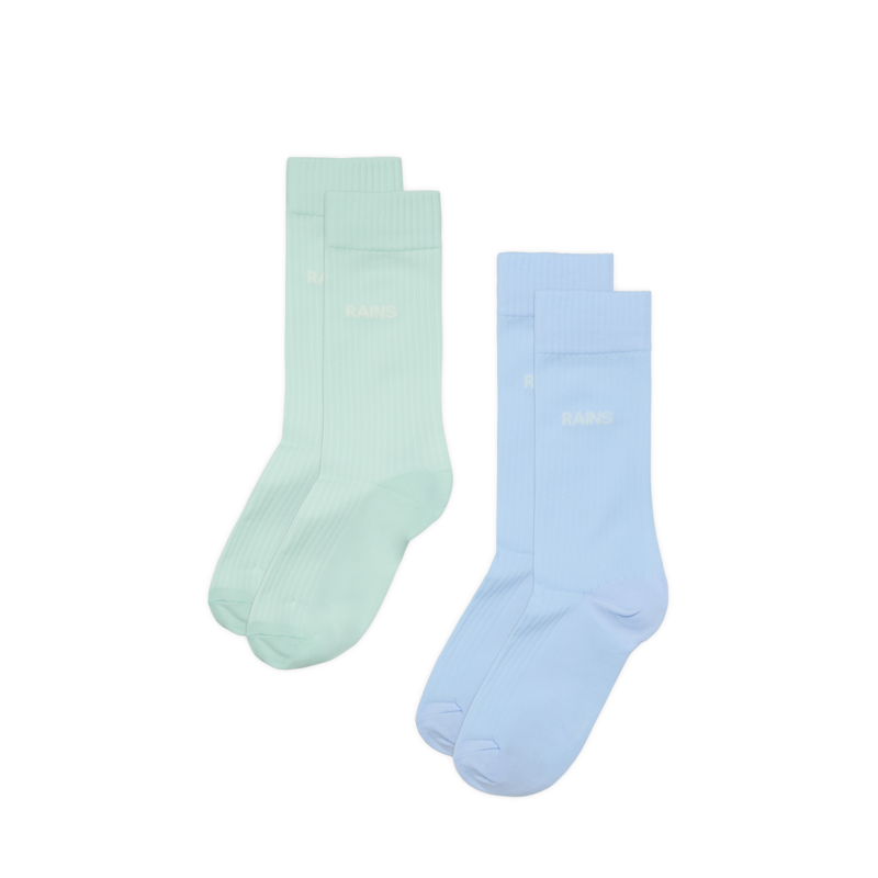 RAINS Strømper Logo Socks Blå/Grøn Str. 40