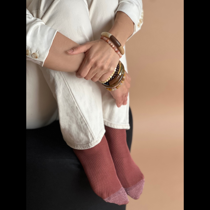 Conmé Strumpor Lurex Structure Rosa Str. 40-42 2