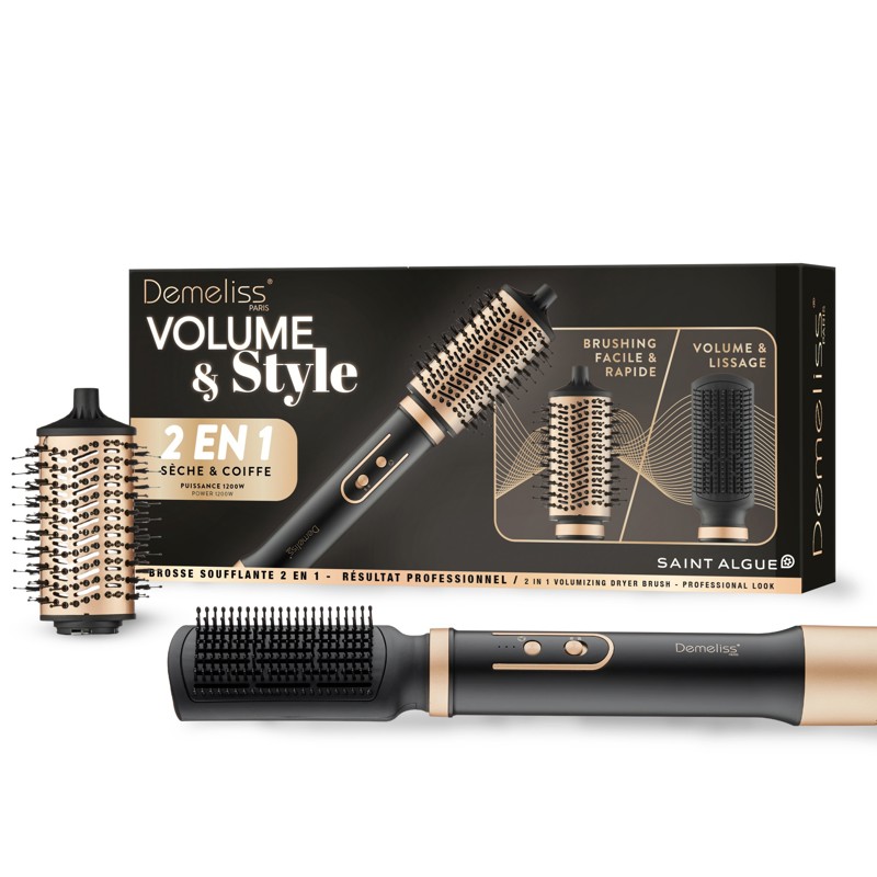 Demeliss Varmluftsbørste Volume & Style Sort 1