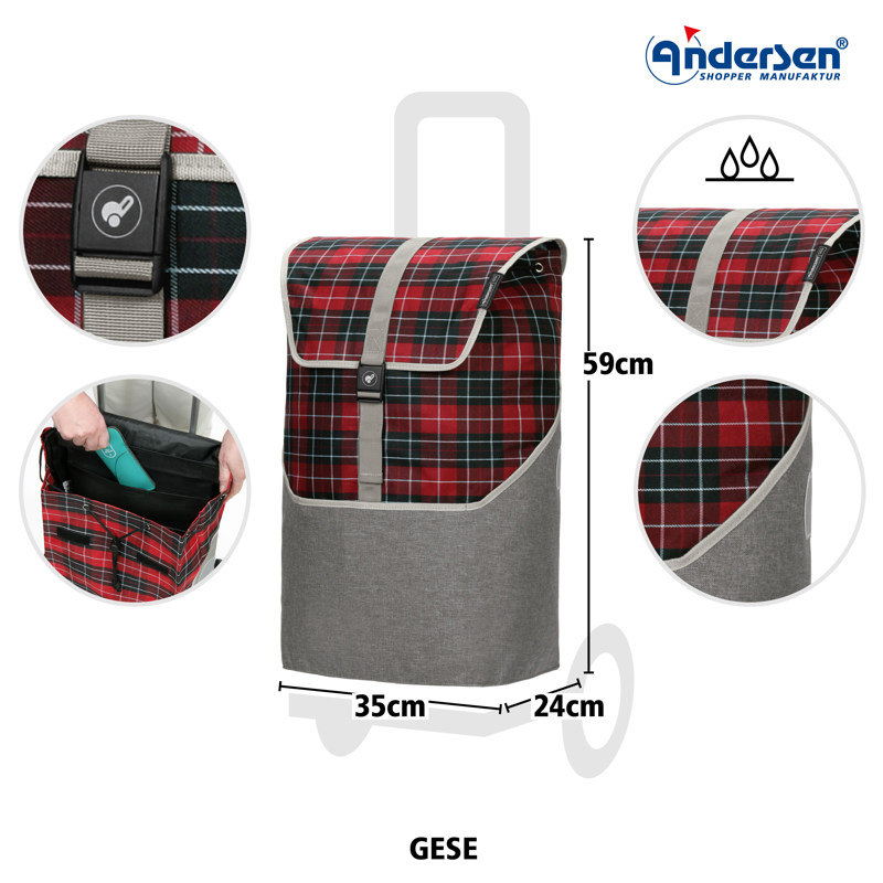 Andersen Indkøbsvogn Scala Shopper Gese Grå/rød 4