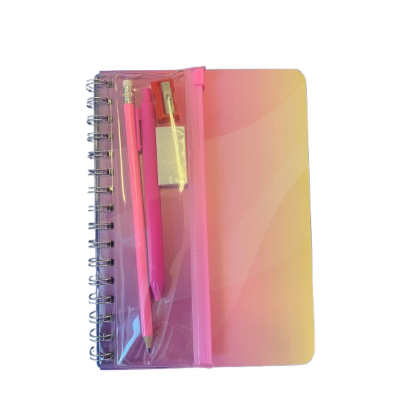 Den Anteckningsbok m skrivmaterial Rosa 2