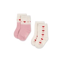 Konges Sløjd Strumpor Jaquard 2-Pack Heart Rosa Str. 19-21