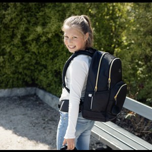 Beckmann Skoletaske Sport Jr Black Gold Sort Quilt alt image