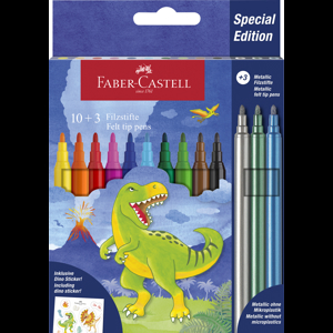 Faber-Castell Tuschpennor Dinosaurie 10-pack Fler färger