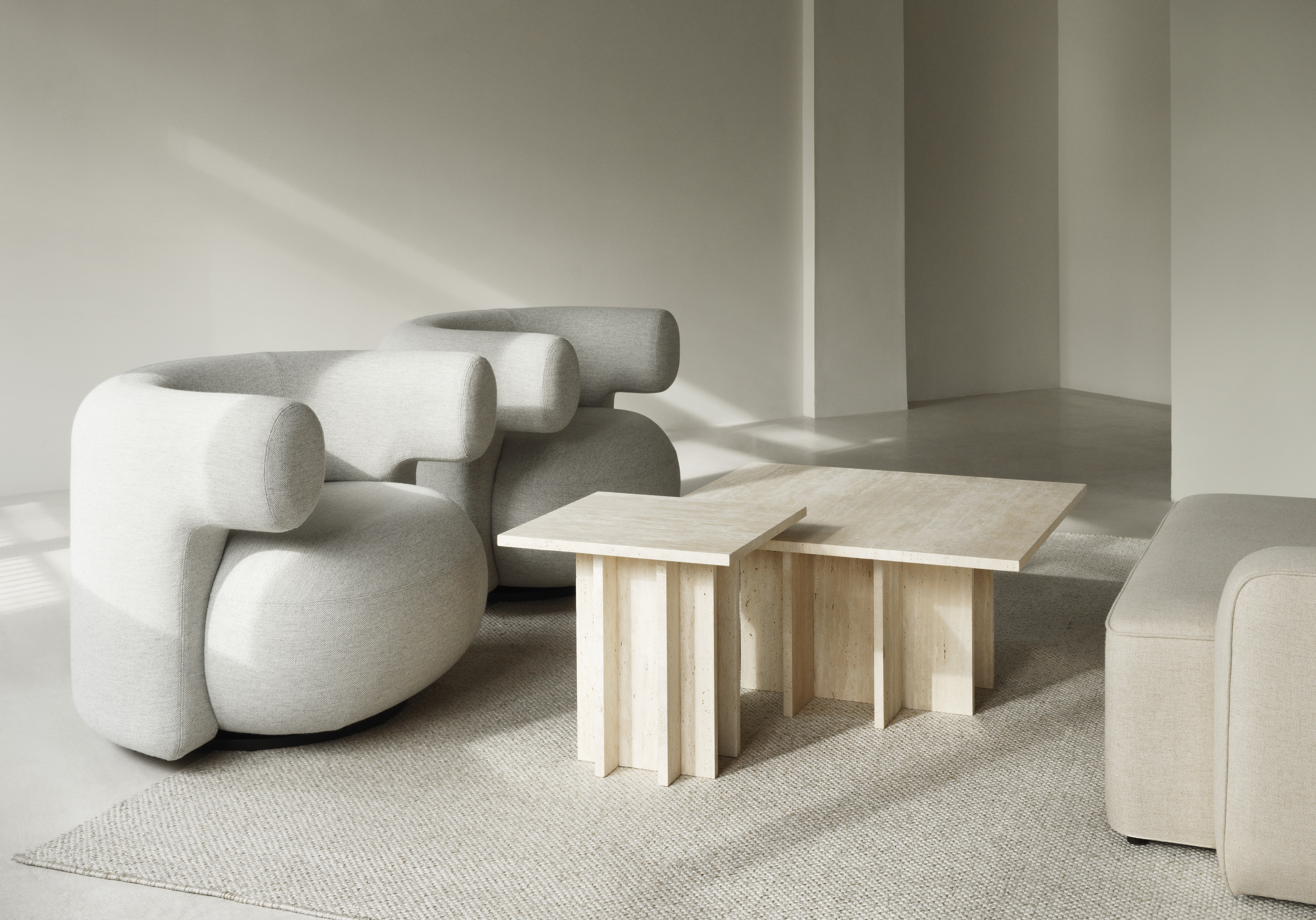 Edge Coffee Table Large Travertine by Normann Copenhagen, image 3