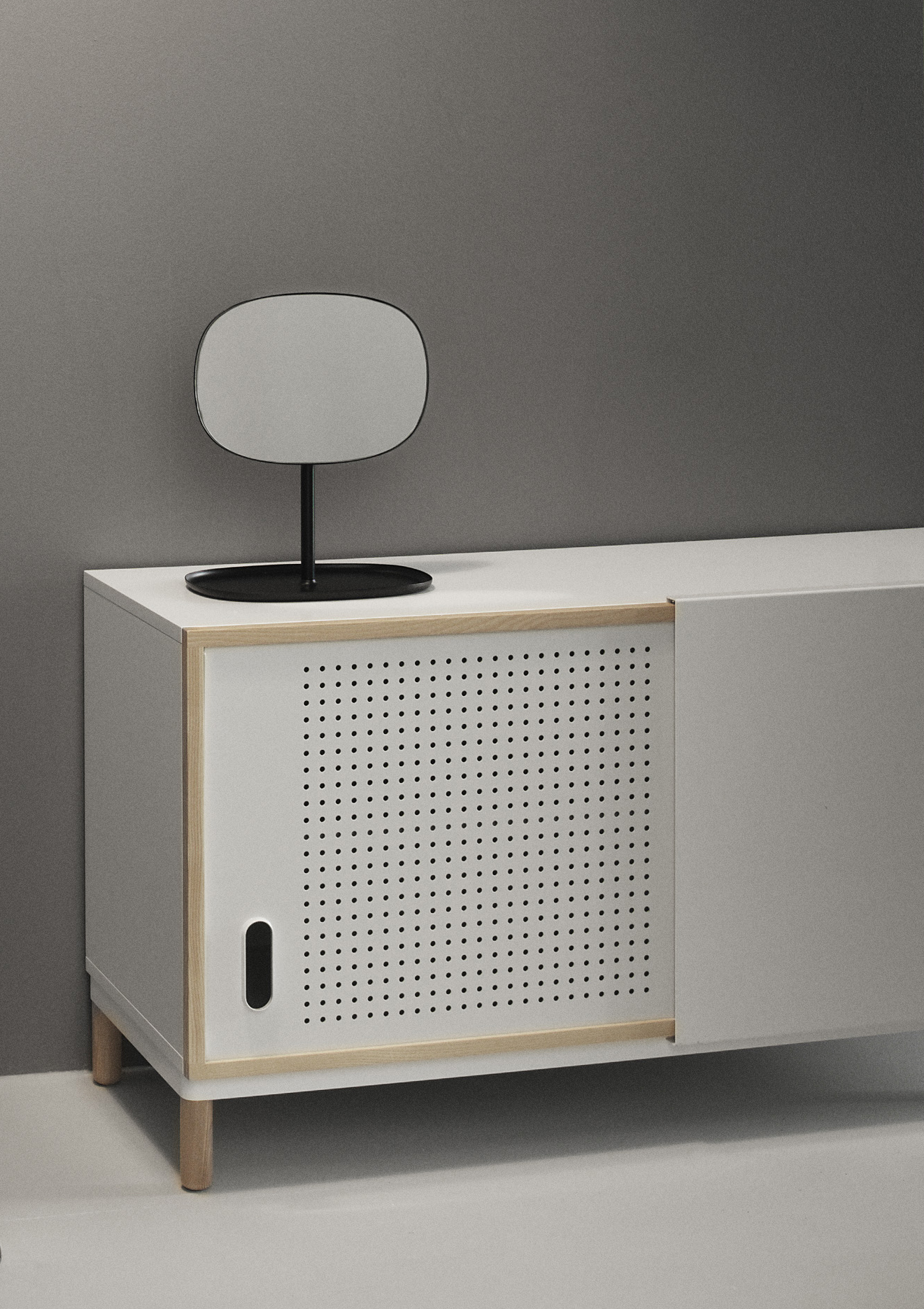 Flip Mirror in black - Minimalistic table mirror with functional tray