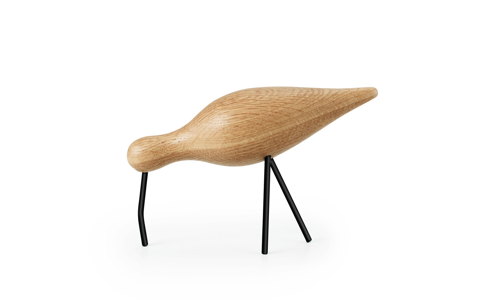 Shorebird large oak/black – a decorative wooden bird figure