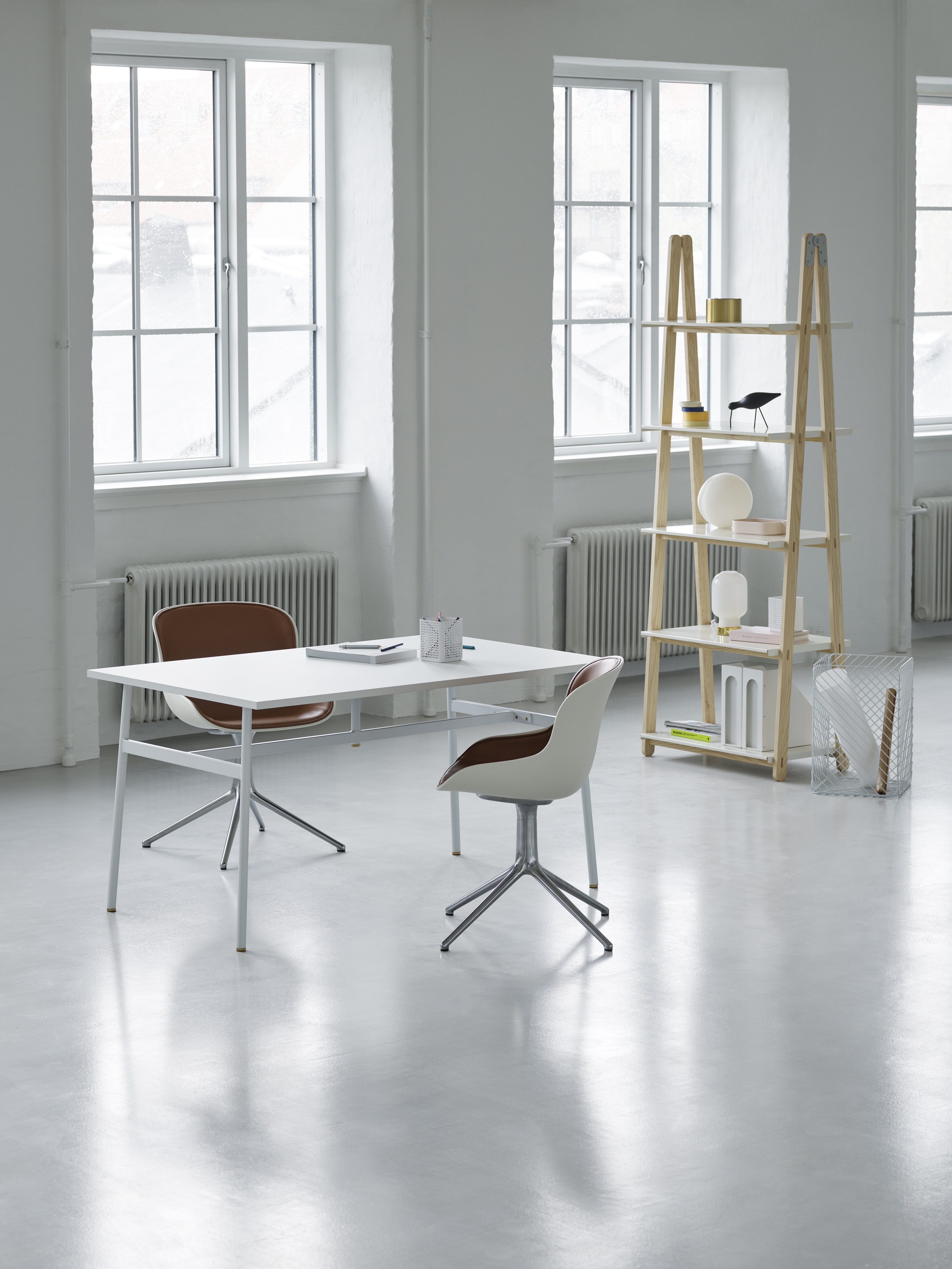 One Step Up Bookcase| high | white steel and ash
