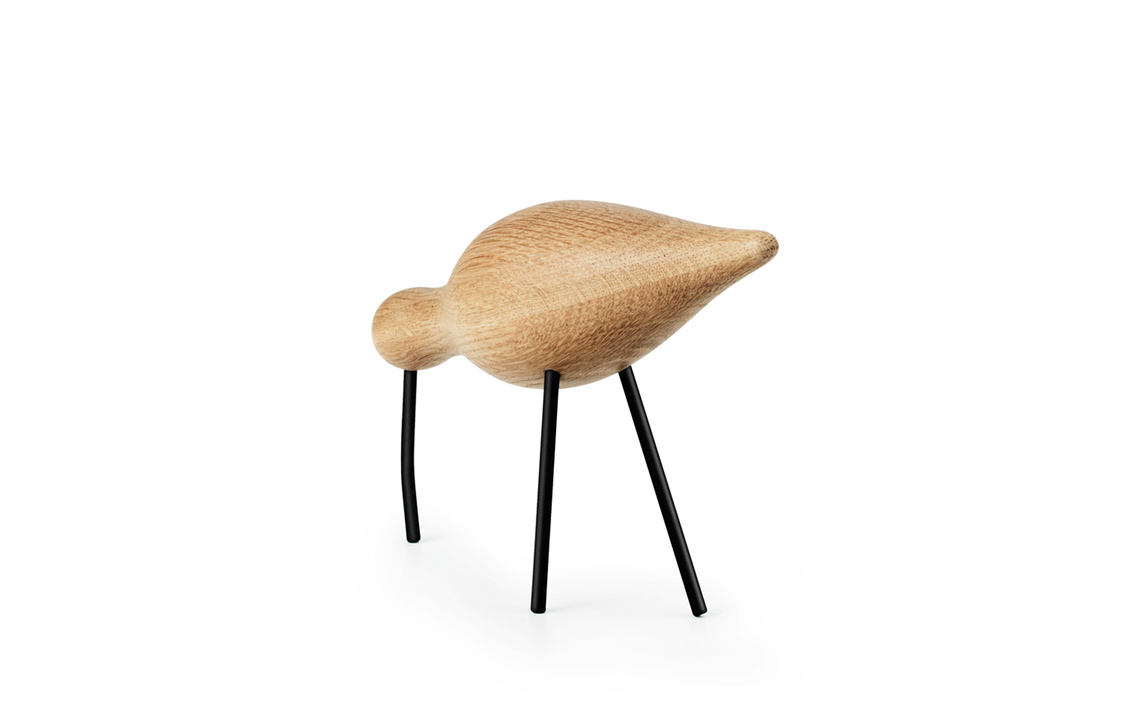 Shorebird large oak/black – a decorative wooden bird figure