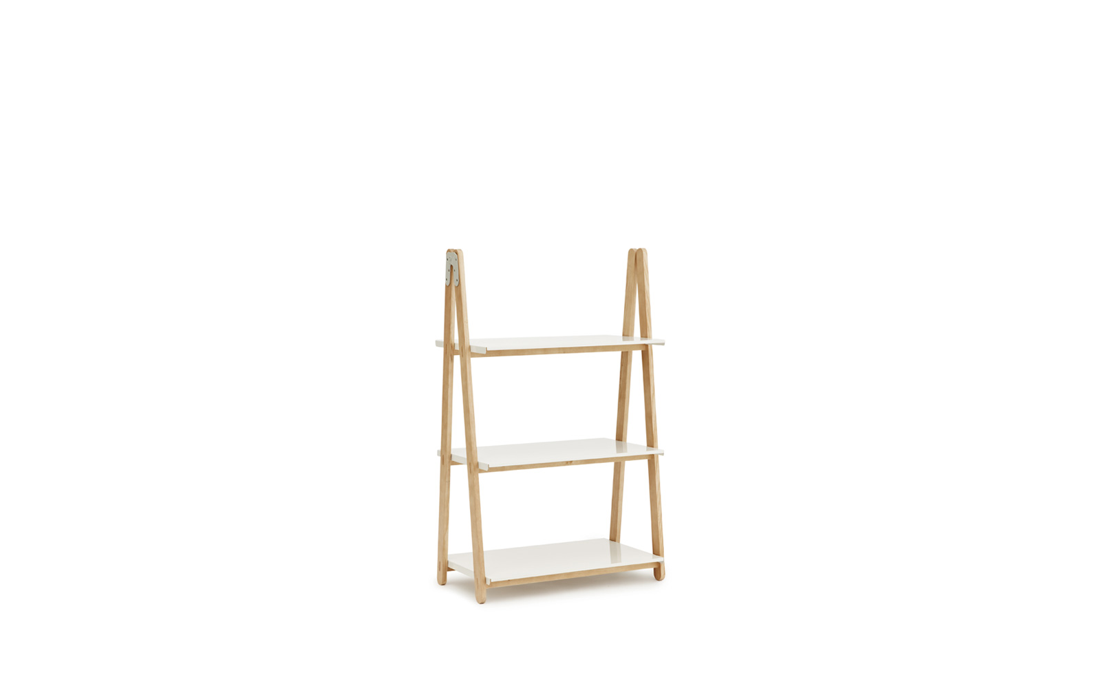 One Step Up Bookcase | low | white steel and ash